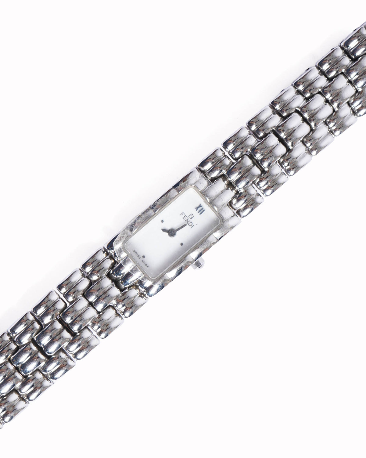 Vintage Fendi Stainless Steel Watch In Silverstone Made In Swiss 1990