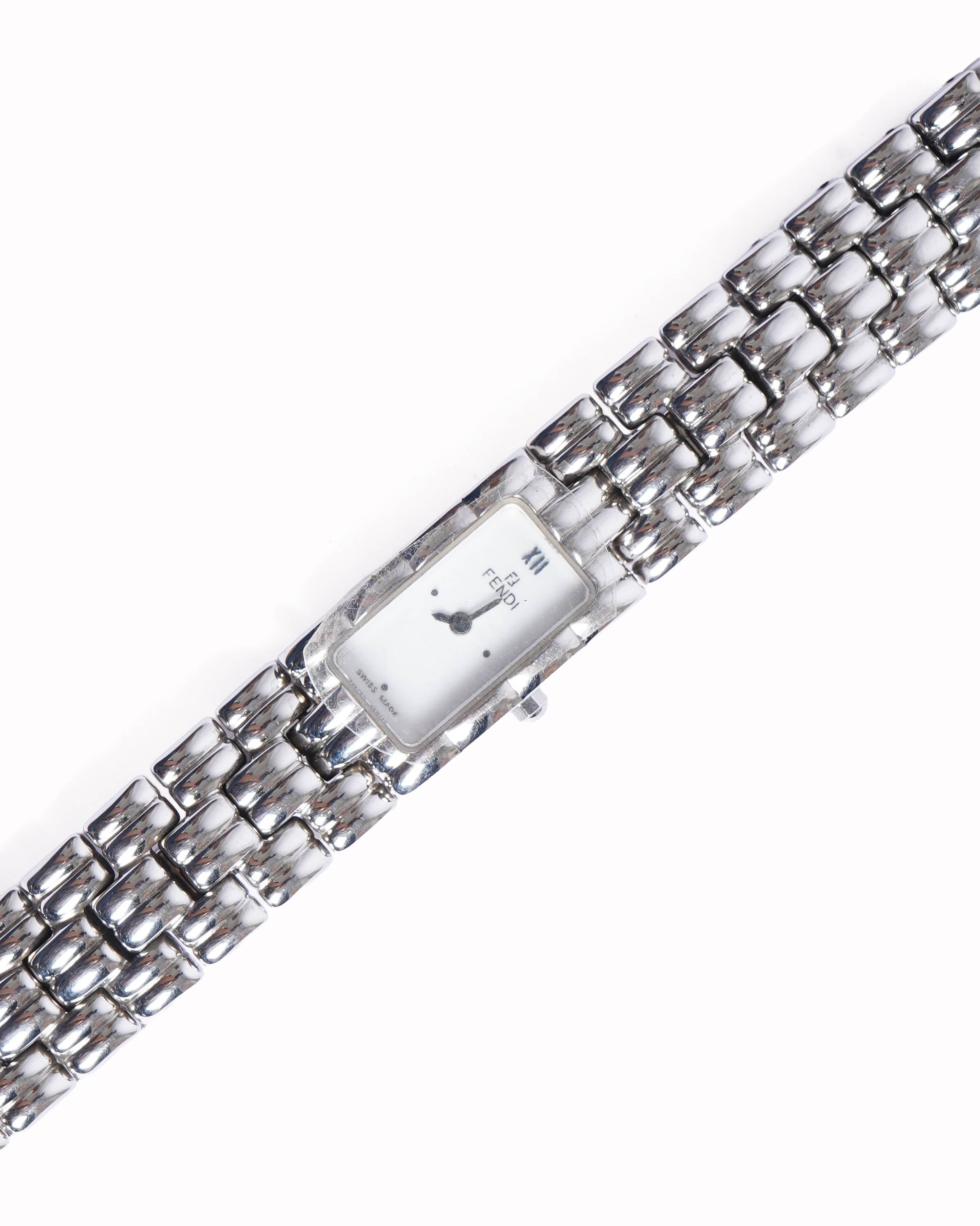 Vintage Fendi Stainless Steel Watch In Silverstone Made In Swiss 1990