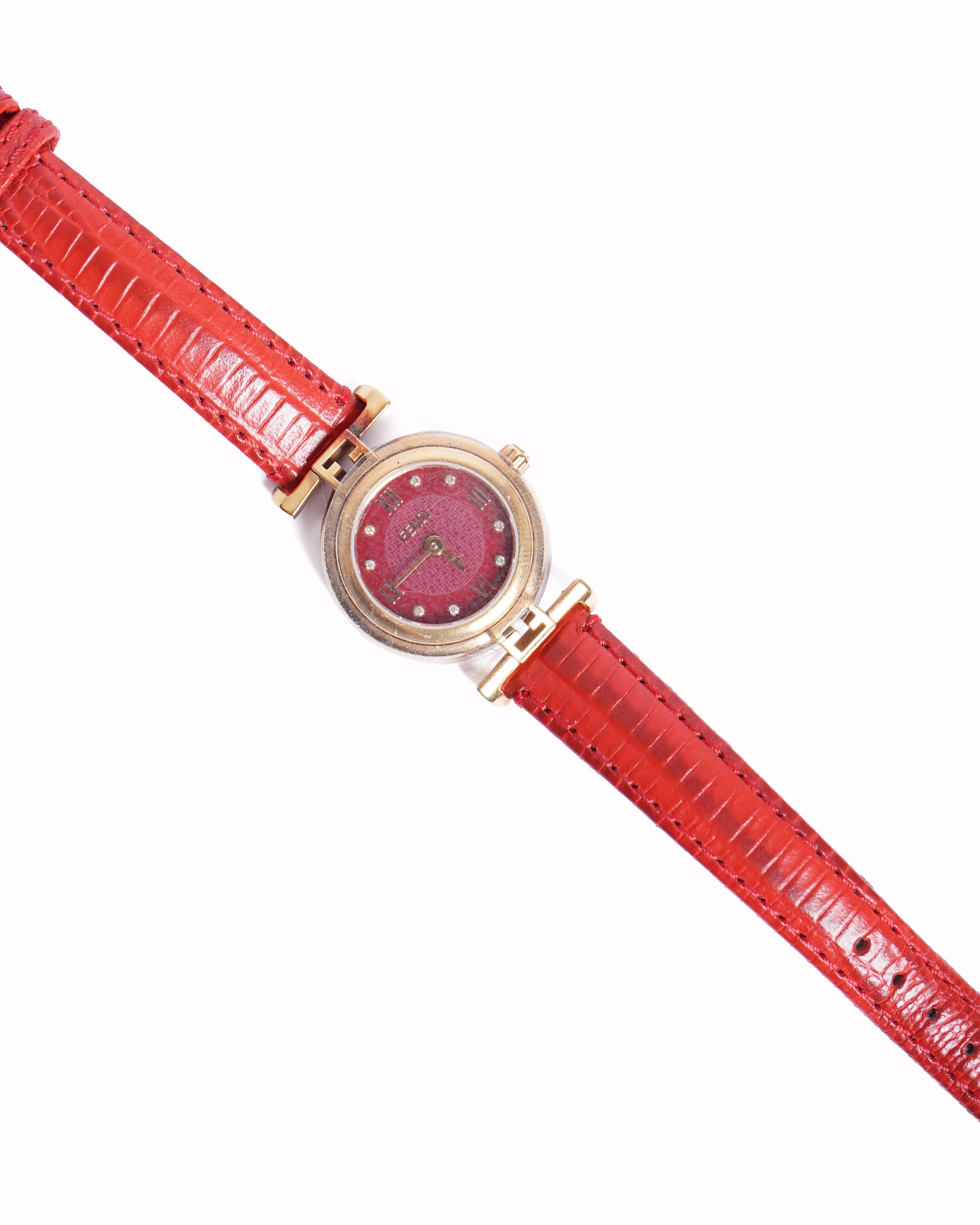 Vintage Fendi Leather Gold Plated Watch