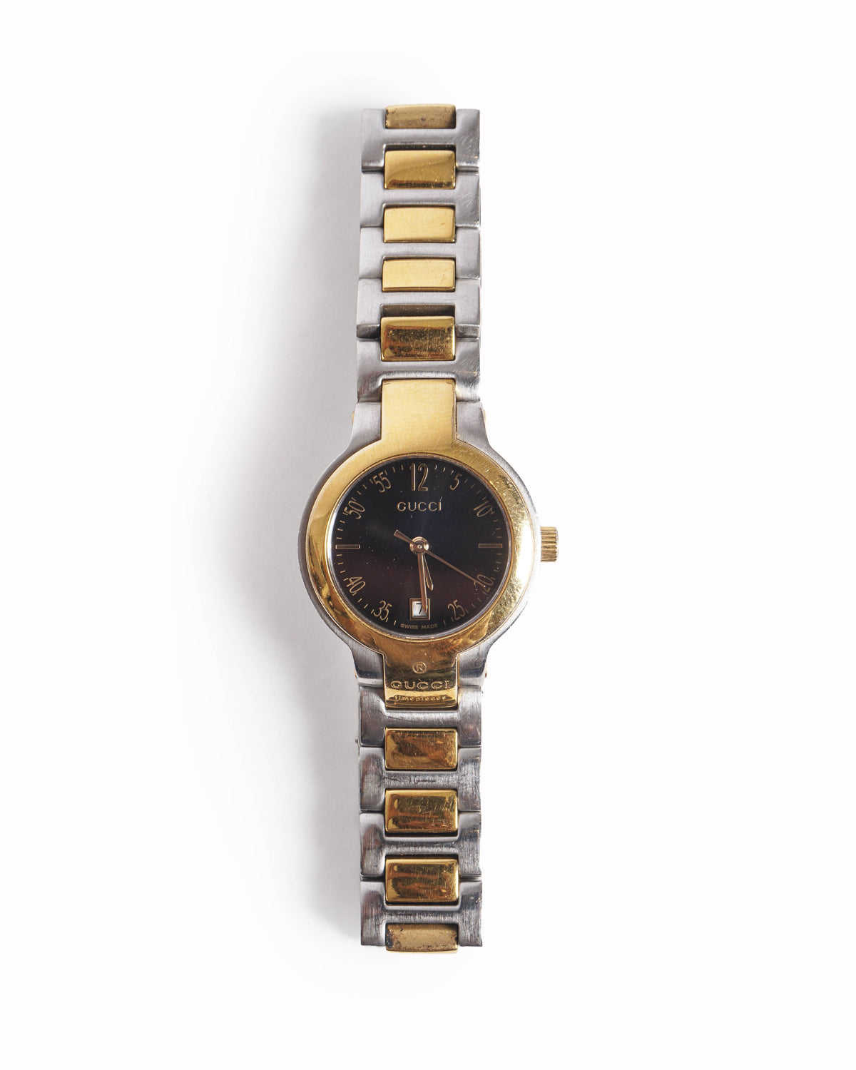 Vintage Gucci Swiss Made Two-Tone Black Dial Watch