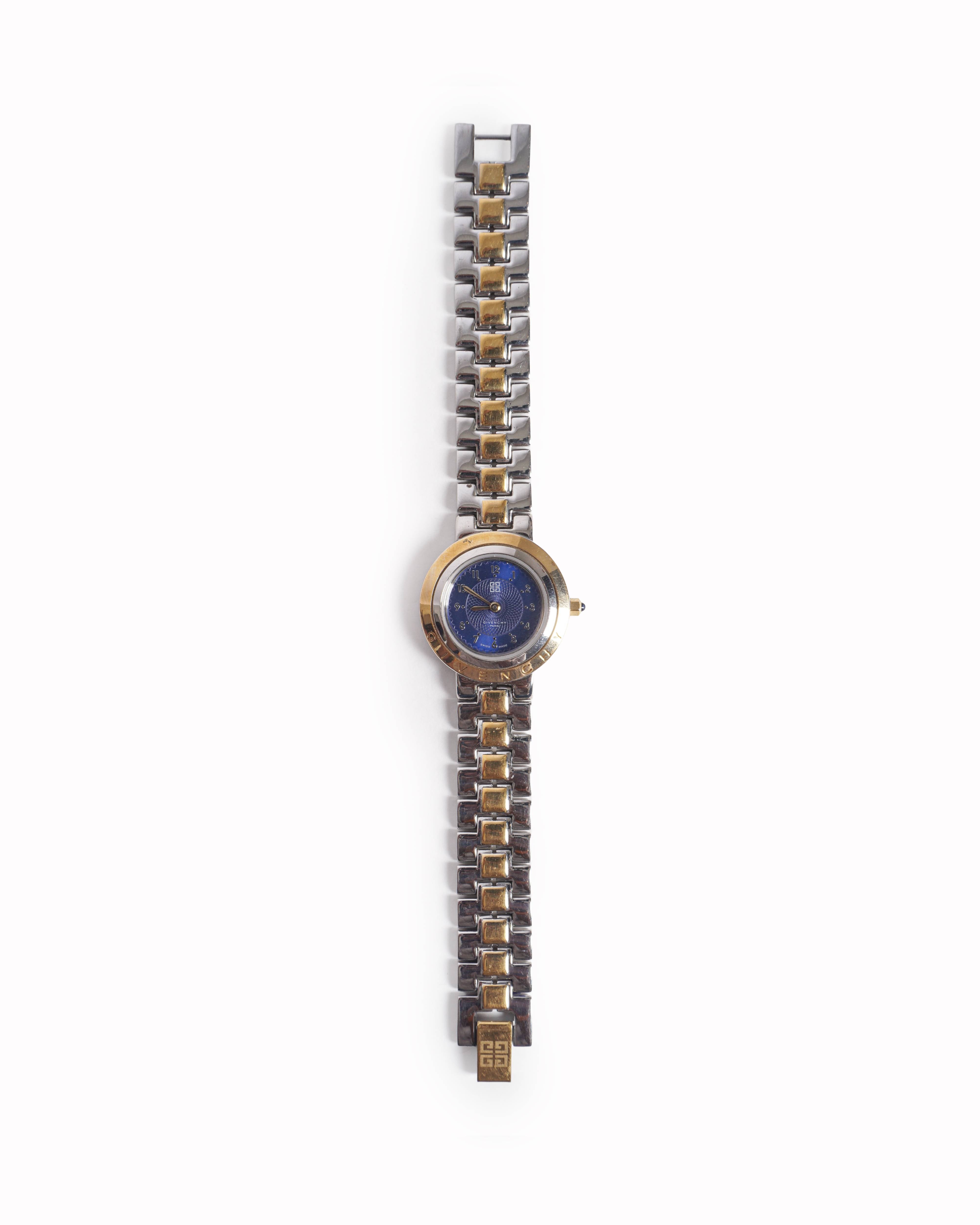 Vintage Givenchy Swiss Made Two-Tone Blue Dial Watch