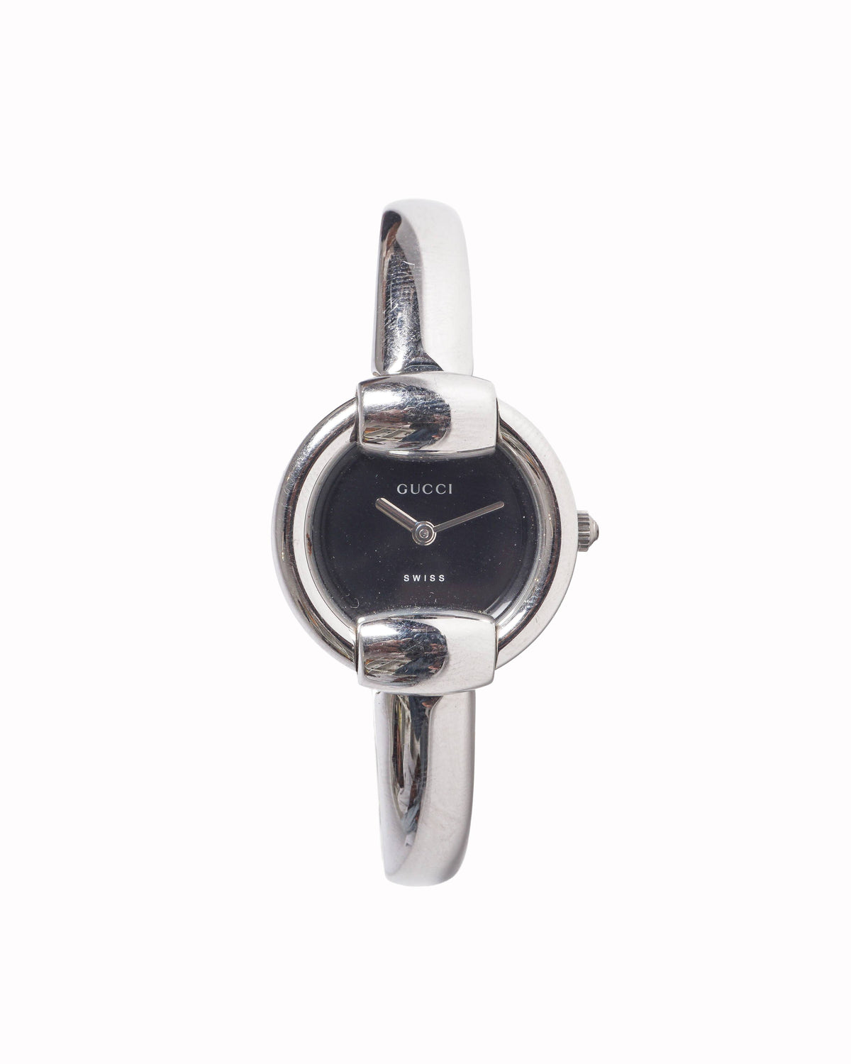 Vintage Gucci 1990s Swiss Made Silver-Tone Horsebit Bangle Watch