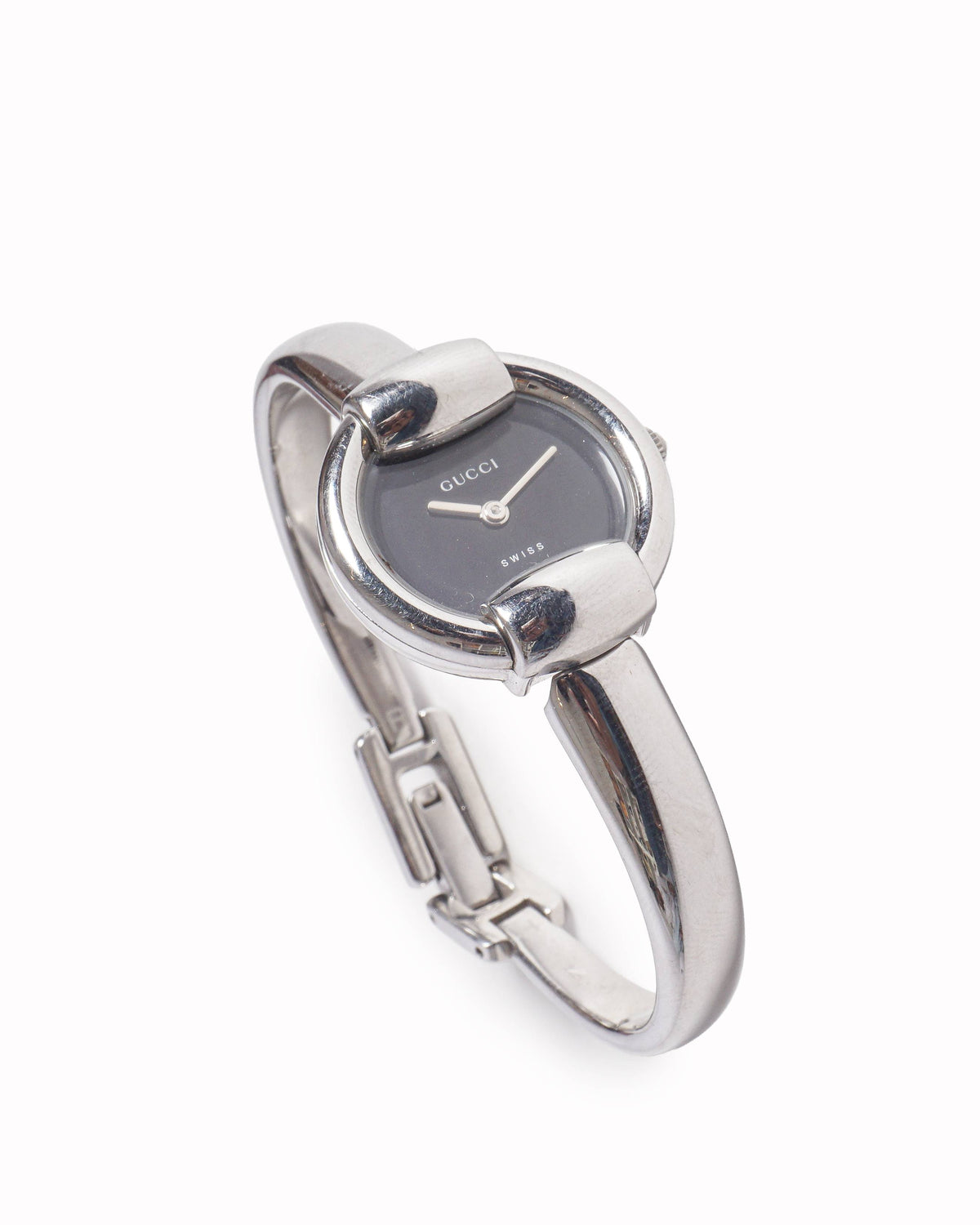 Vintage Gucci 1990s Swiss Made Silver-Tone Horsebit Bangle Watch