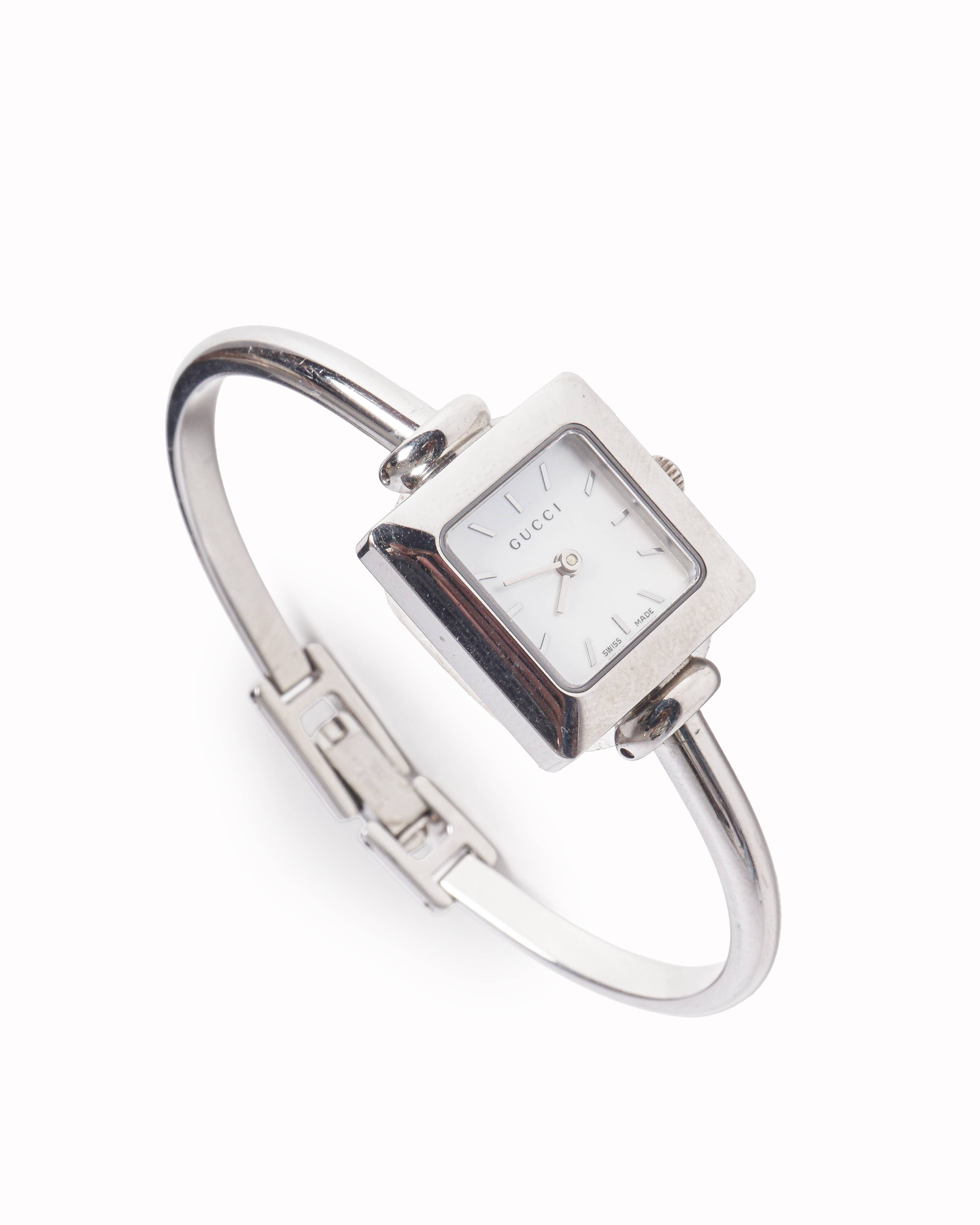 Vintage Gucci 1990s Swiss Made Silver-Tone Bangle Watch