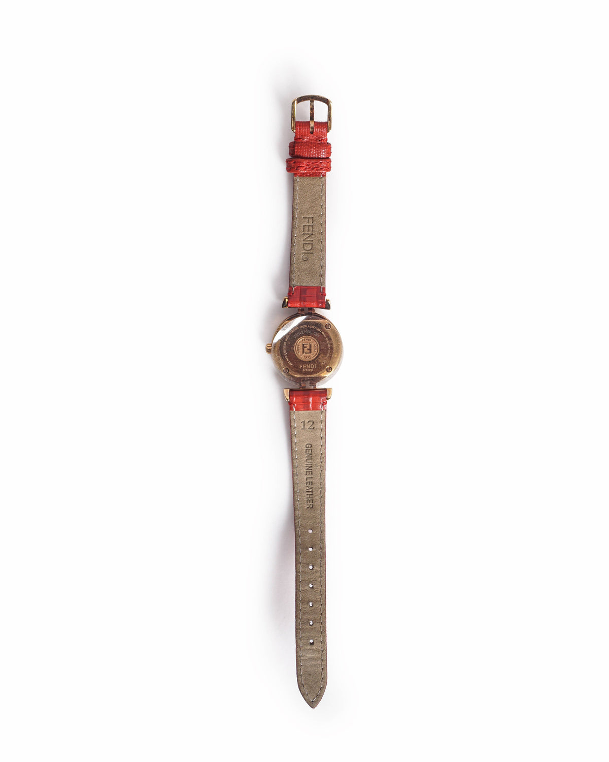 Vintage Fendi Gold-Plated Red Leather Swiss Made Watch