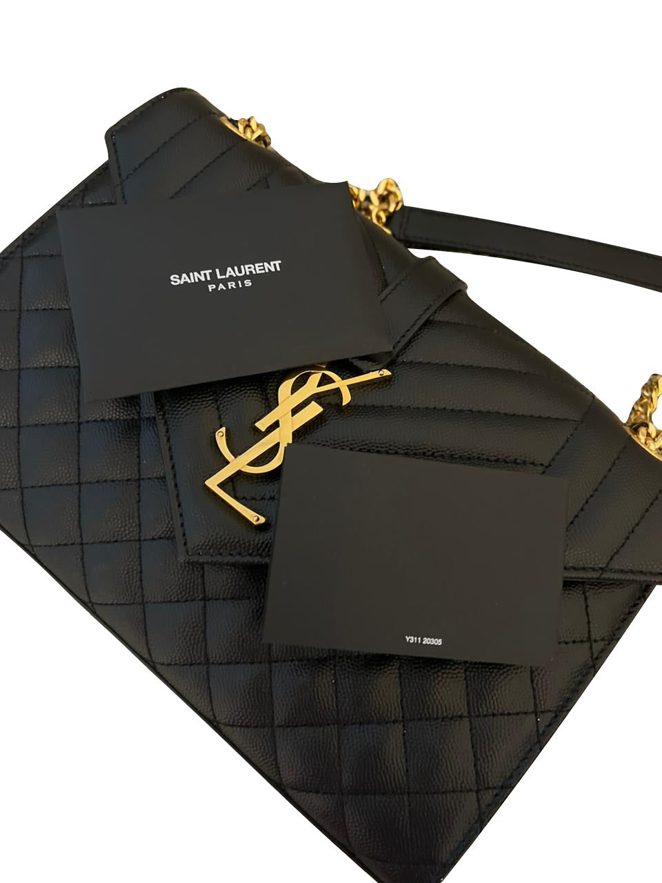 New Saint Laurent Medium Quilted Grain De Poudre Embossed Leather Bag