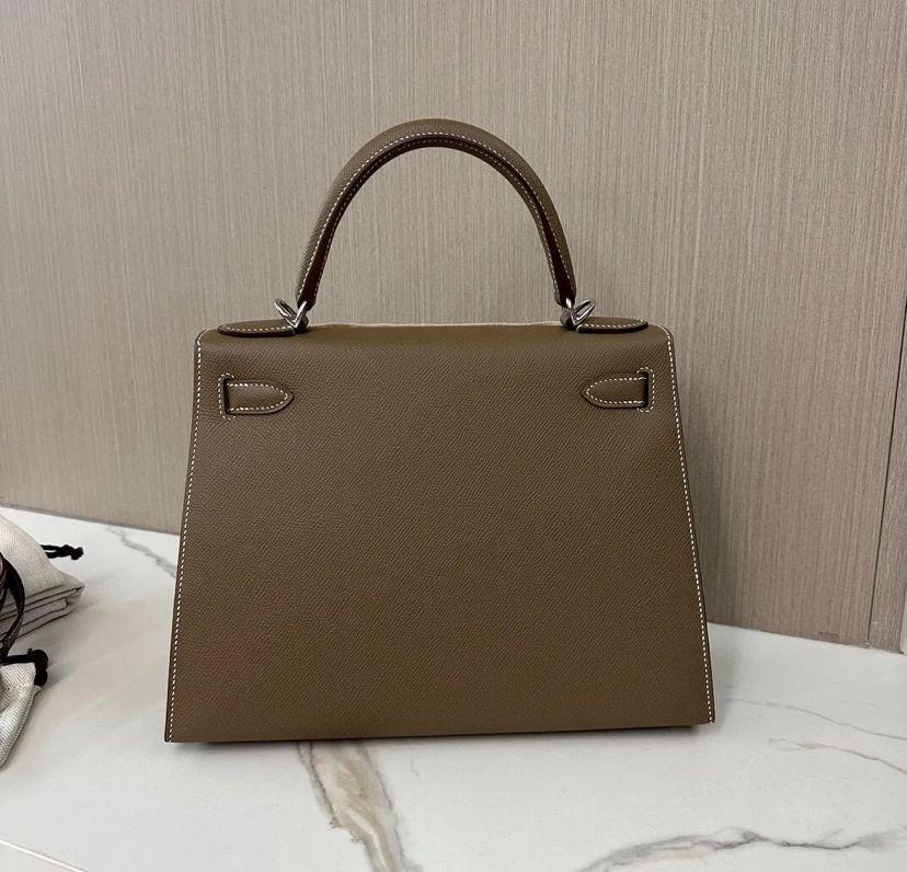 Hermes Kelly 28 In Elephant Grey With Silver Tone Hardware