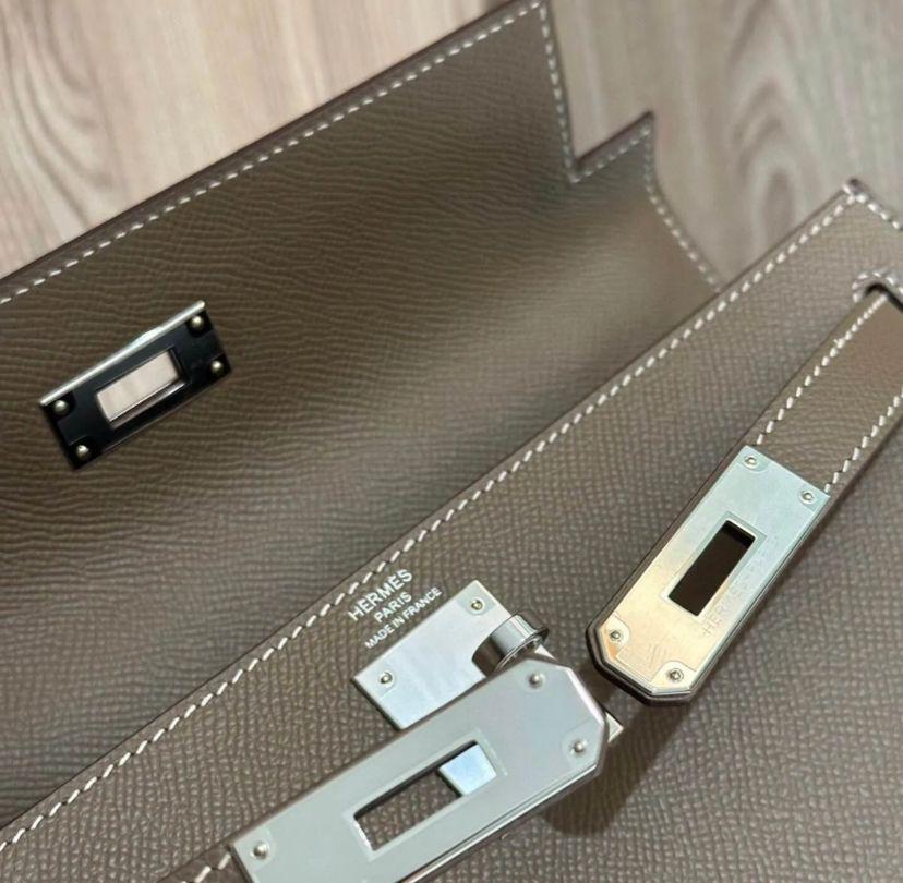 Hermes Kelly 28 In Elephant Grey With Silver Tone Hardware