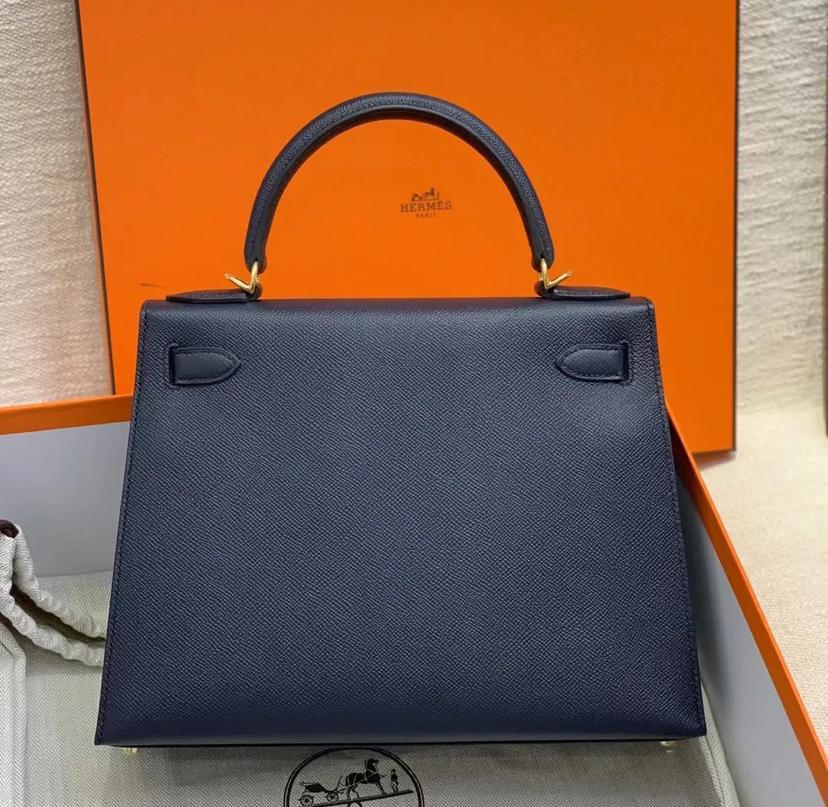 Hermes Kelly 28 In Deep Sea Blue With Gold Tone Hardware