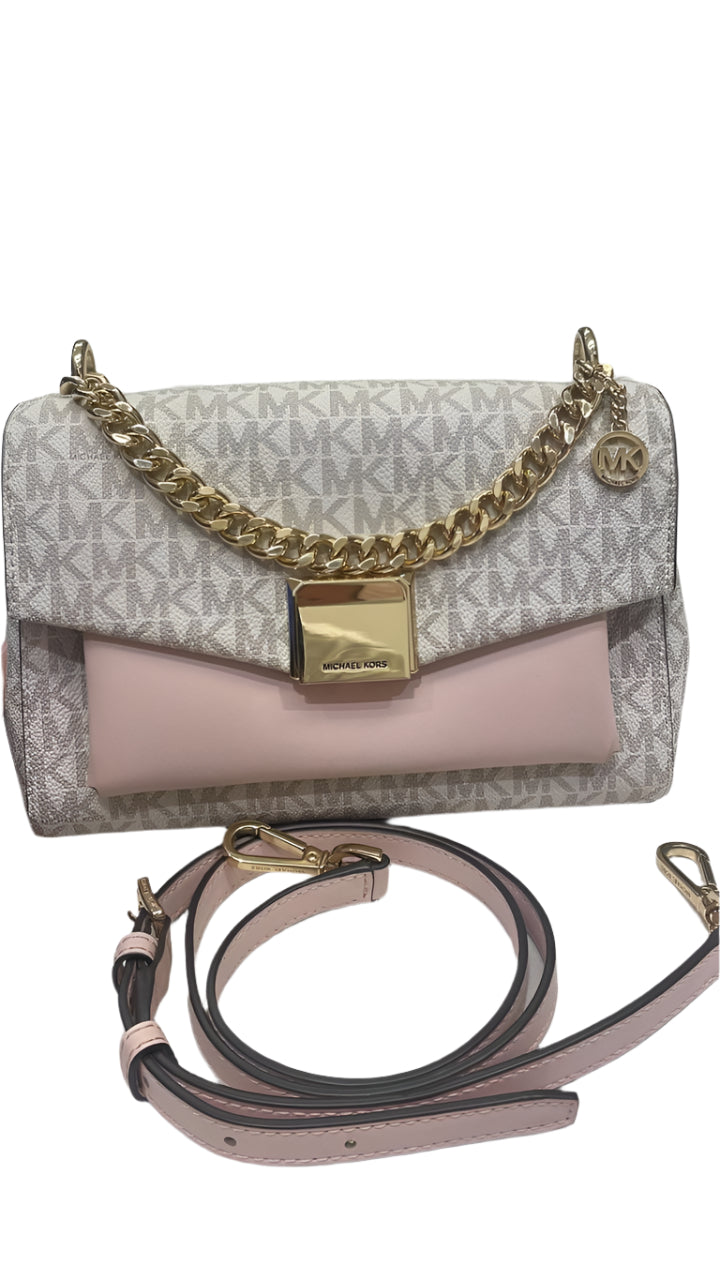 MK Lita Crossbody In Pink & White