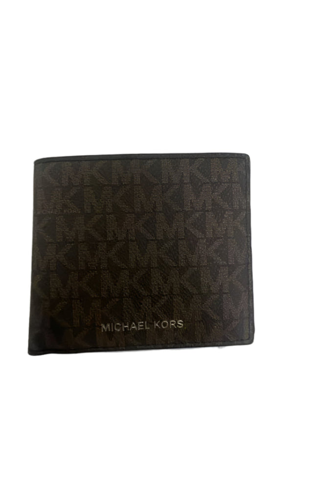 New MK Monogram Signature Canvas Print Wallet In Brown