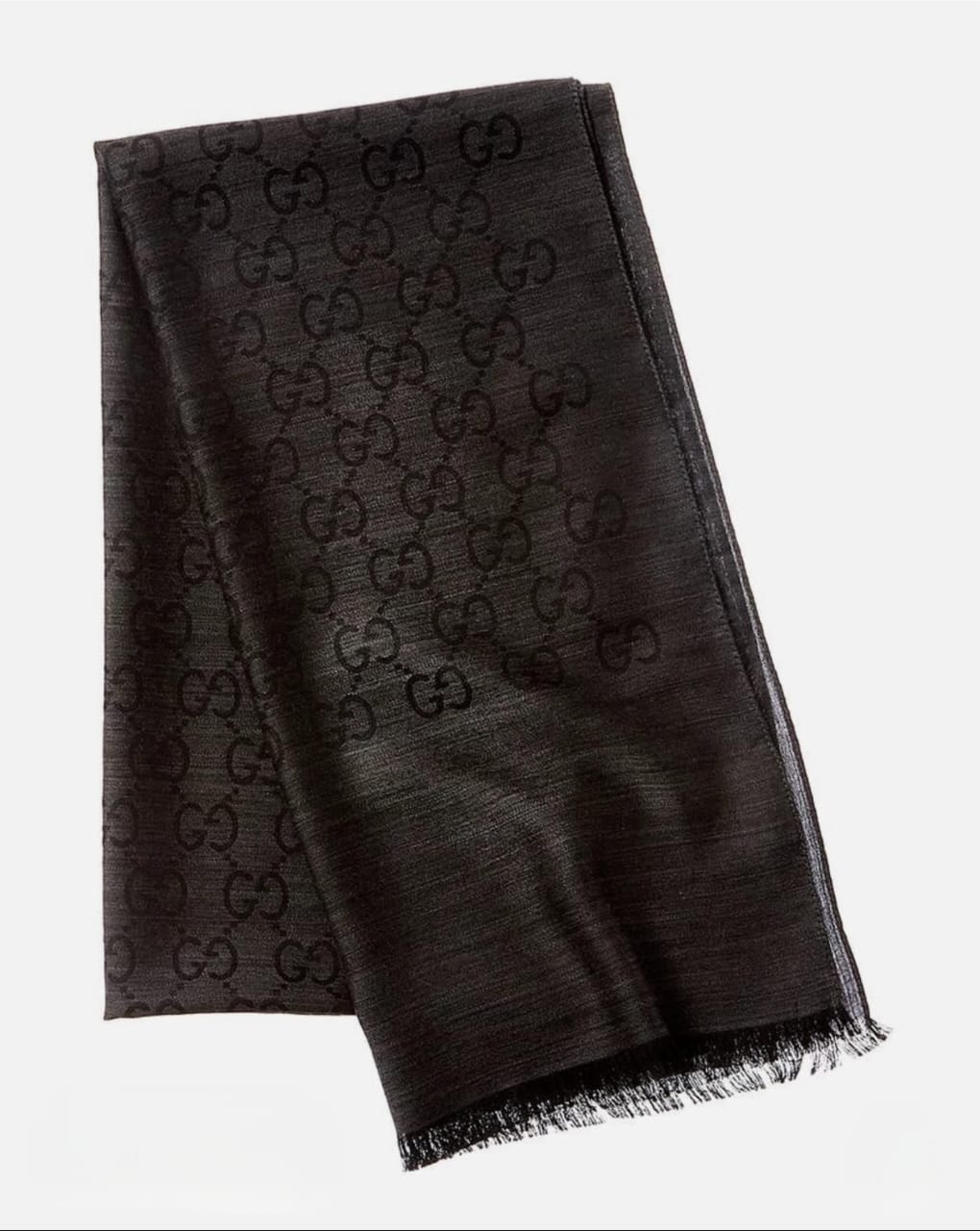 New Gucci Supreme Monogram GG Jacquard Shawl In Charcoal Grey