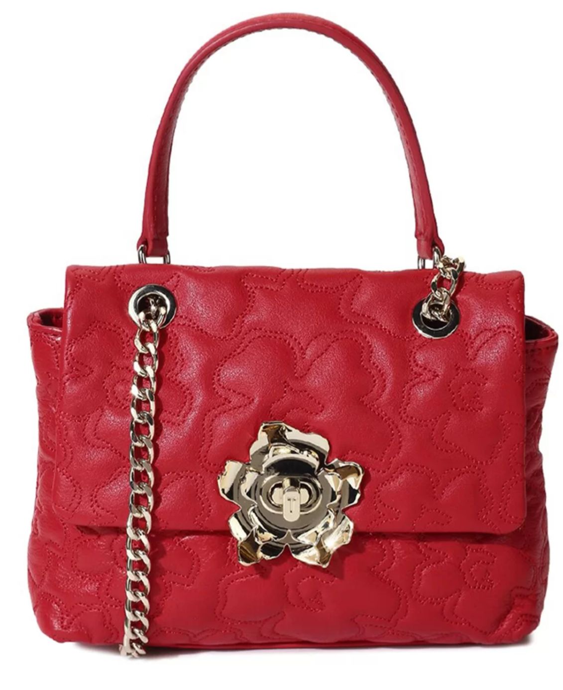 Ted Baker Red Leather Quiletd Crossbody Bag