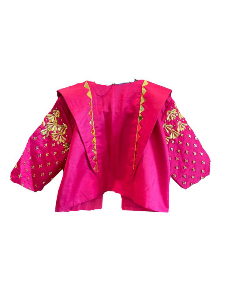 Papa Don't Preach Crepe mirror embellished 3 peice jacket Skirt set in Pink
