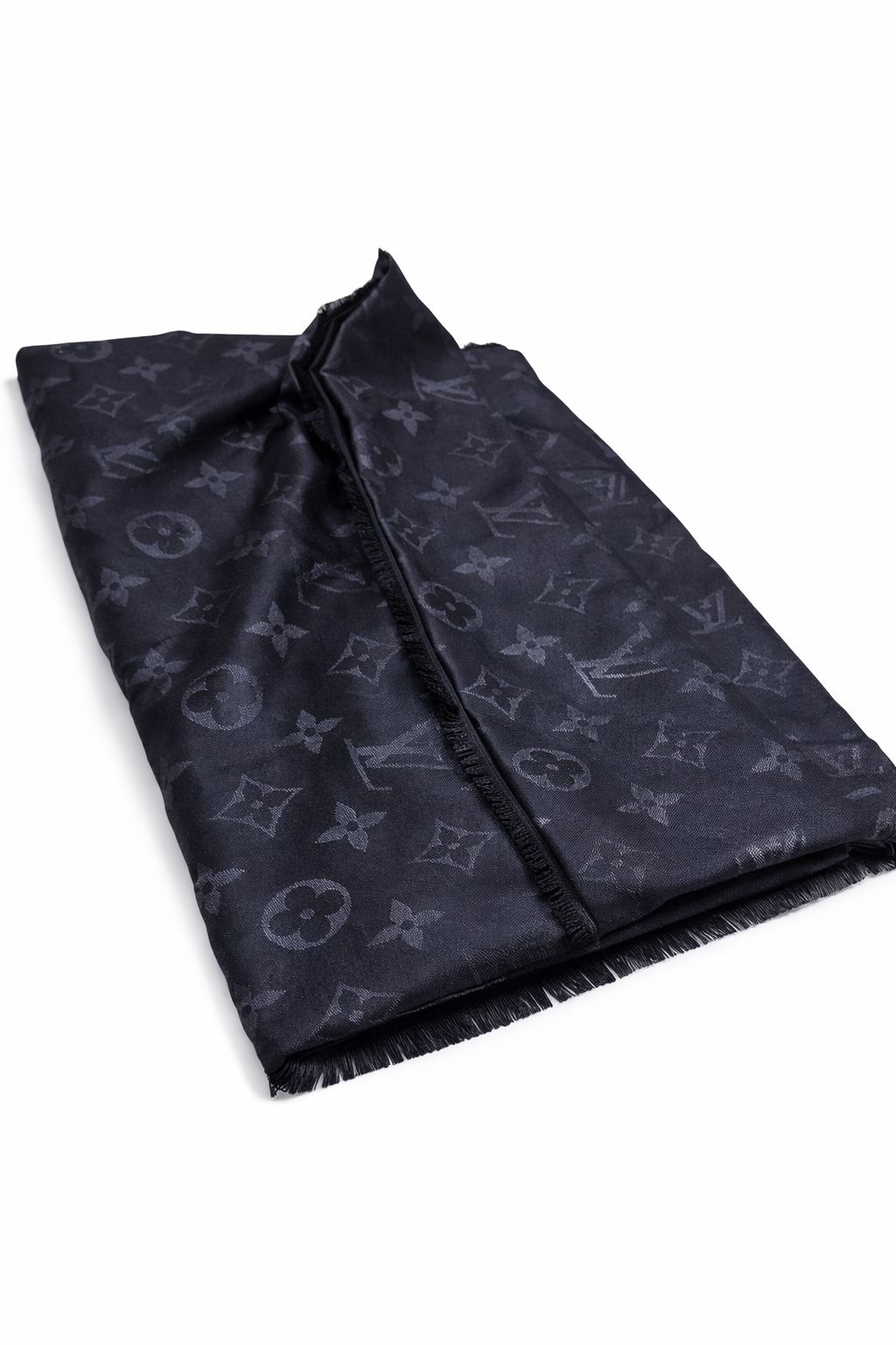 Louis Vuitton Tonal Monogram Silk-Wool Blend Shawl with Fringe
