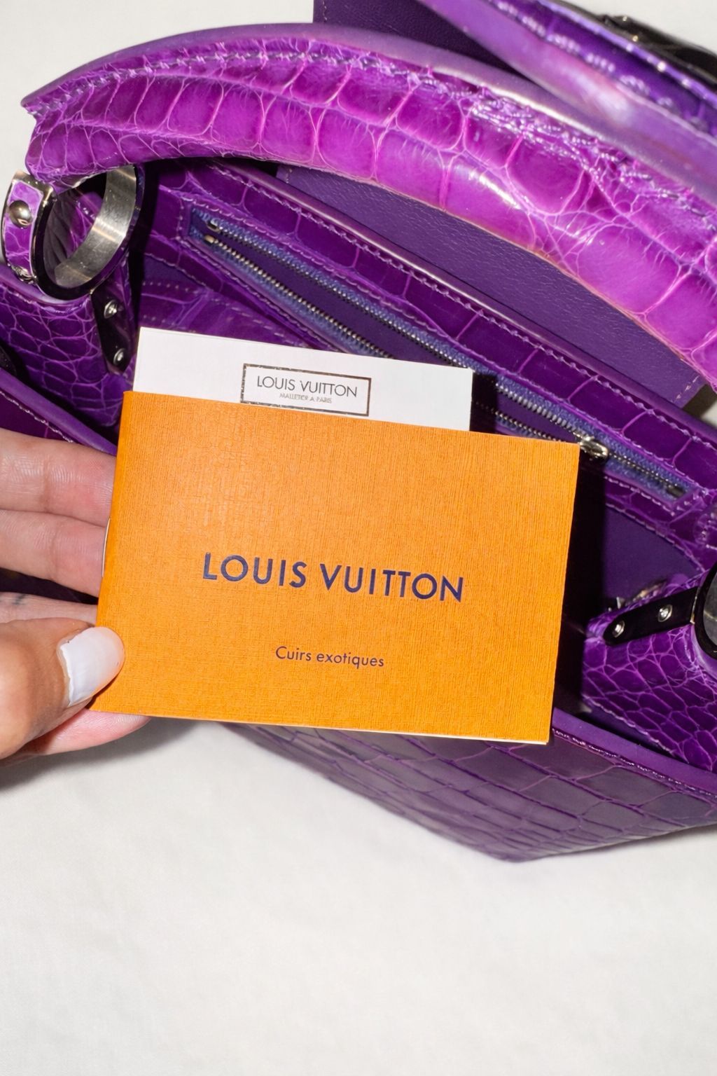 Louis Vuitton Purple Capucines Bag In Exotic Croc Leather