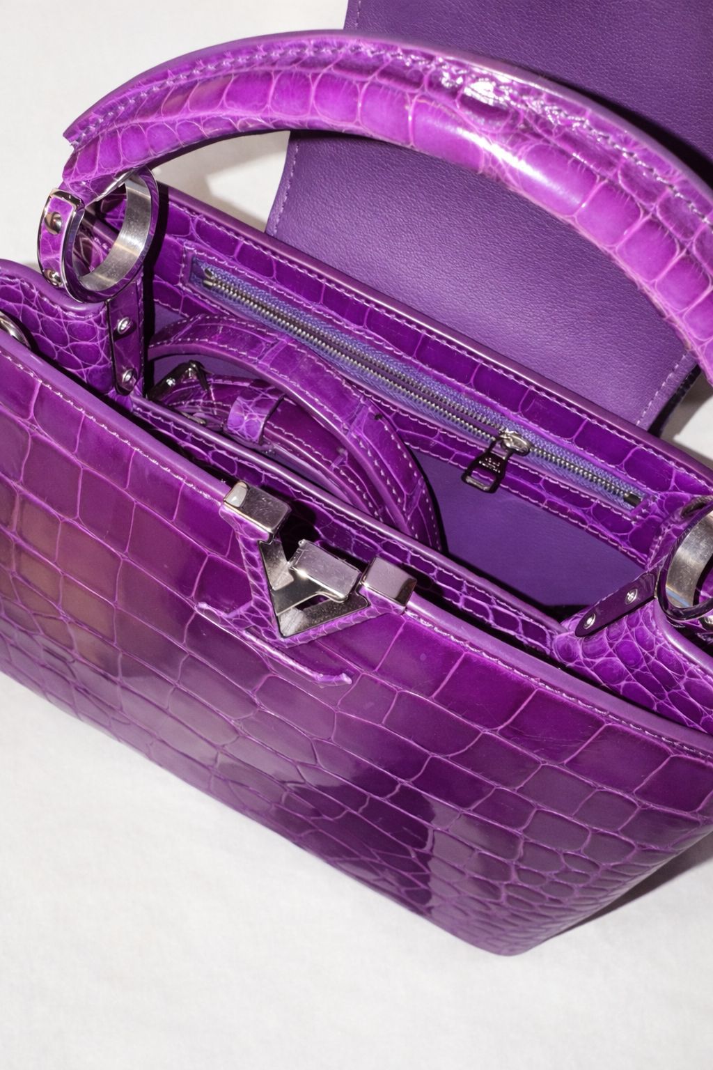 Louis Vuitton Royal Purple Exotic Croc Leather Capucines Bag