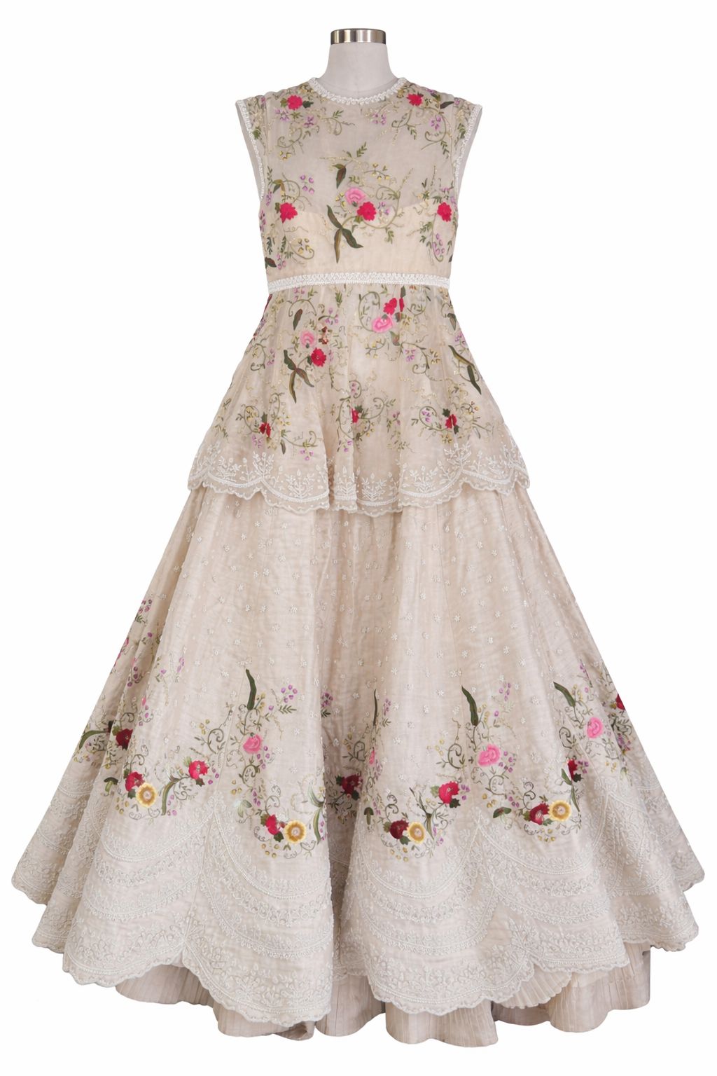 Anushree Reddy Airah Organza Multi-Colored Thread Embroidered Jacket Lehenga Set