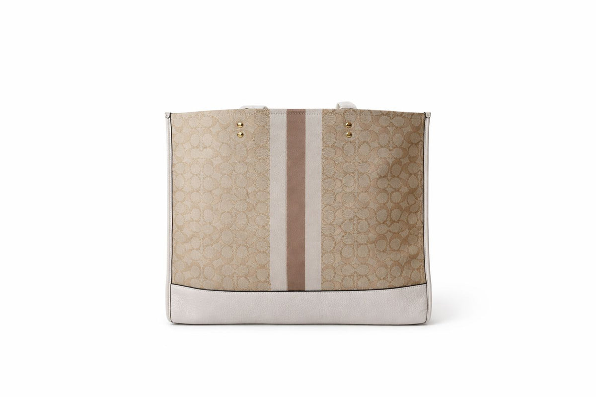 Coach Dempsey Tote Bag In Signature Jacquard With Stripe And Coach Patch