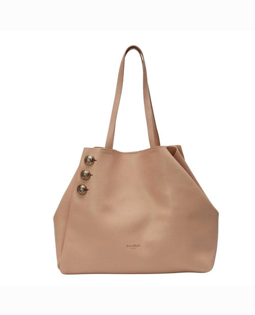 Balmain Emblème Leather Shopper Tote Bag In Pink