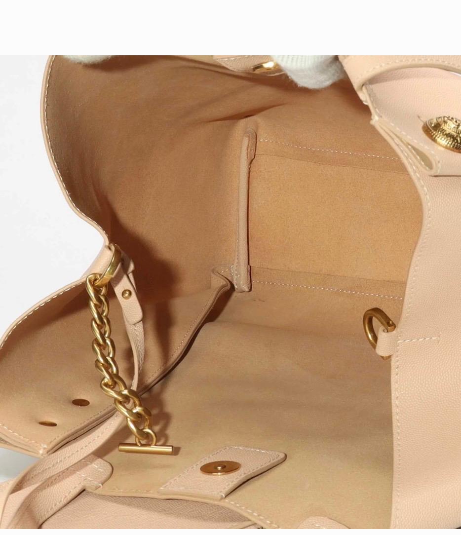 Balmain Emblème Leather Shopper Tote Bag In Pink