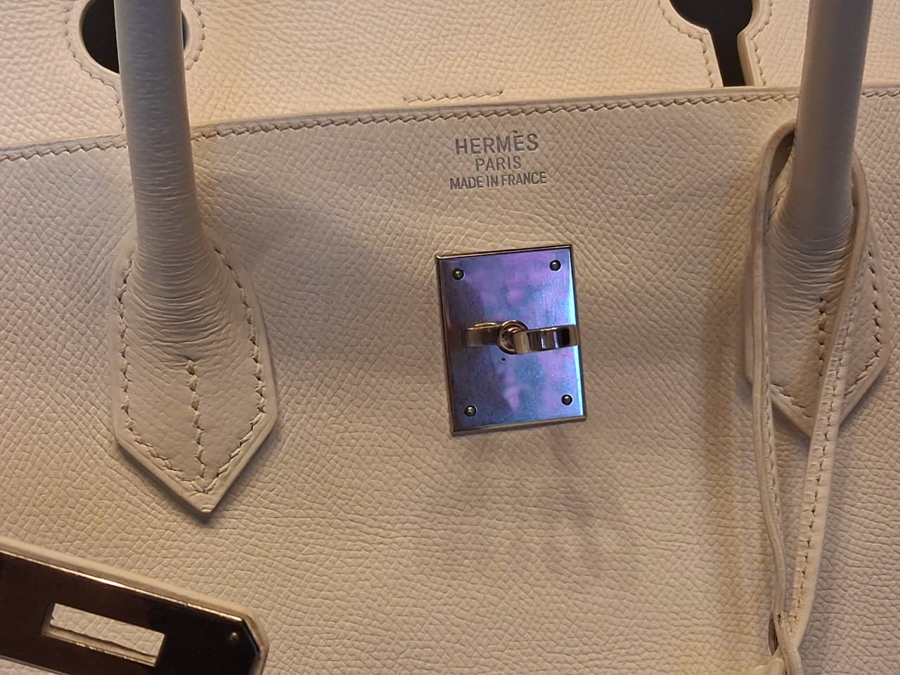 Hermès 2004 Togo Birkin 40 In White With Palladium Hardware