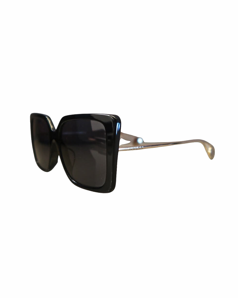 Gucci Black Oversized Square Sunglasses with Gold Temples