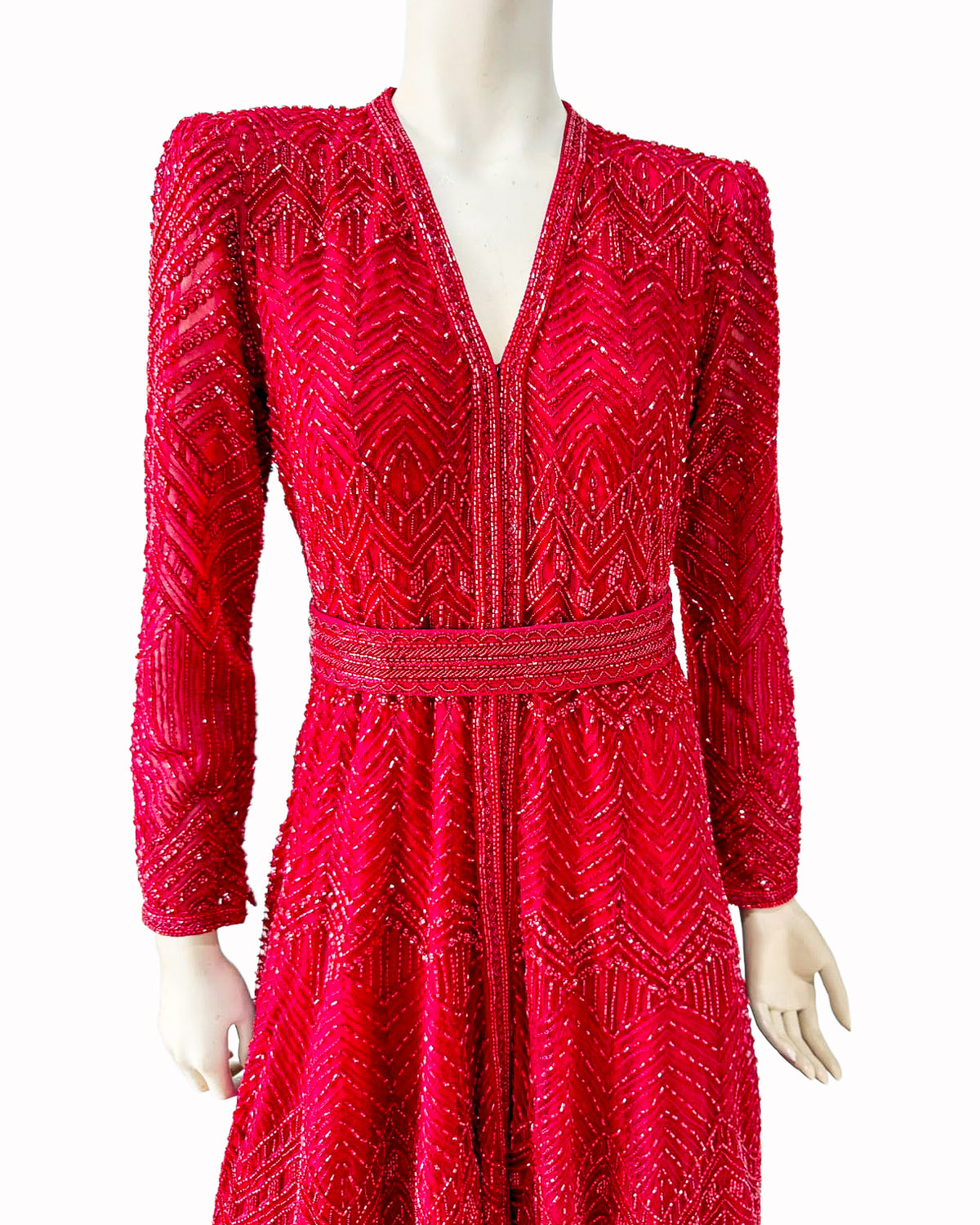 Ritika Mirchandani Red Beaded Embroidered Jacket Anarkali Set