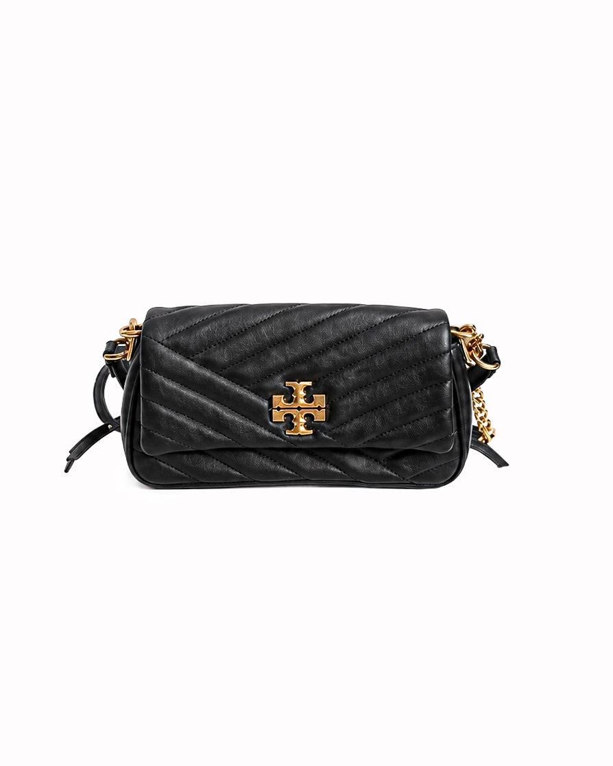 Tory Burch Black Quilted Leather Kira Chevron Convertible Shoulder Bag