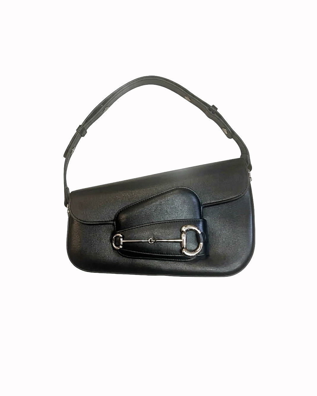 Gucci Small Horsebit 1955 Asymmetric Flap Bag Black Leather