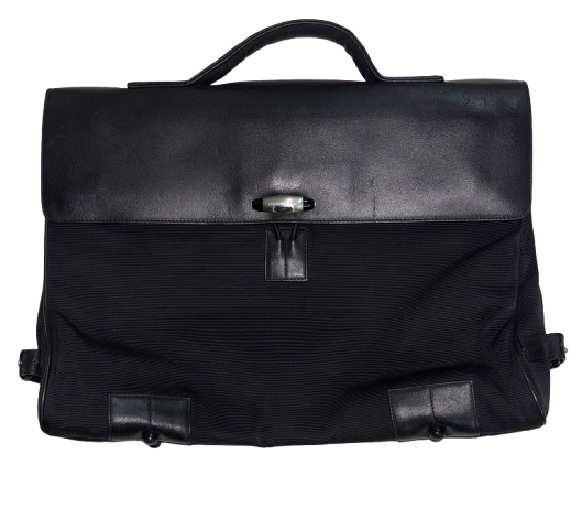 Montblanc Black Fabric and Leather Double Gusset Night flight Briefcase
