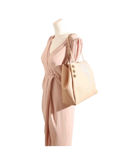 Balmain Emblème Leather Shopper Tote Bag In Pink