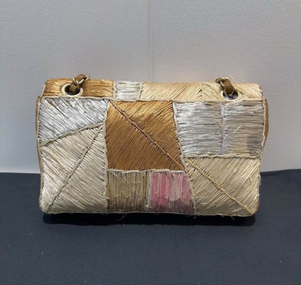 Chanel Multicolor Patchwork Raffia Classic Flap Bag