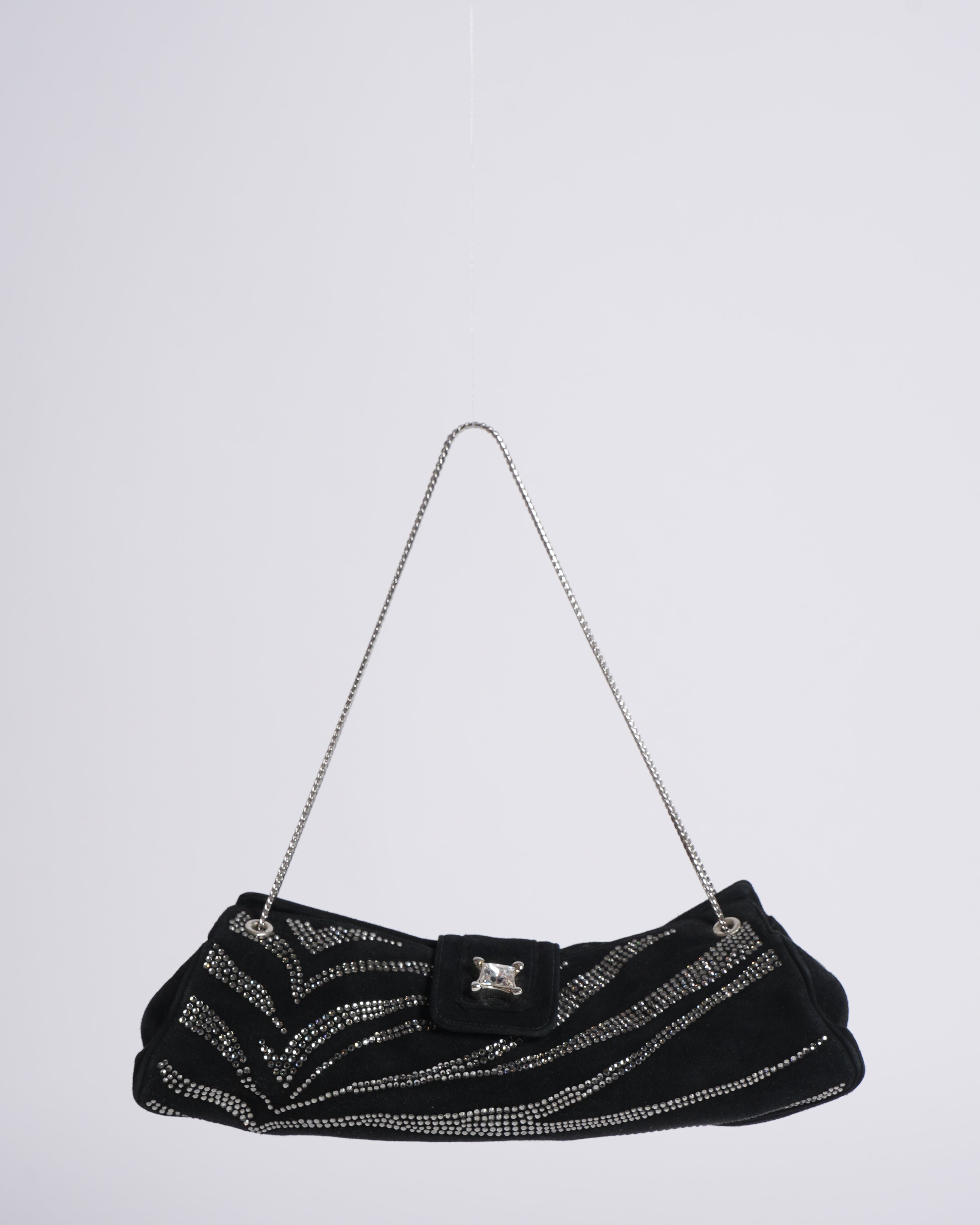 Judith Leiber Shoulder Bag In Black Suede