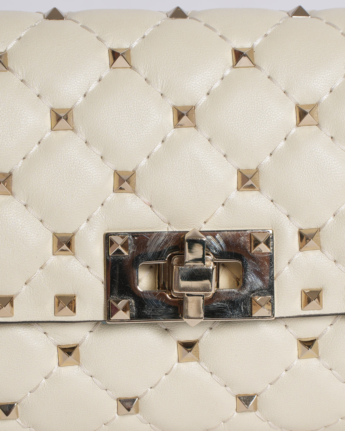 Valentino Garavani White Rockstud Spike Leather Waist Belt Bag