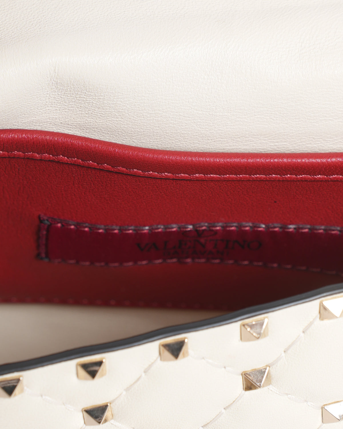 Valentino Garavani White Rockstud Spike Leather Waist Belt Bag