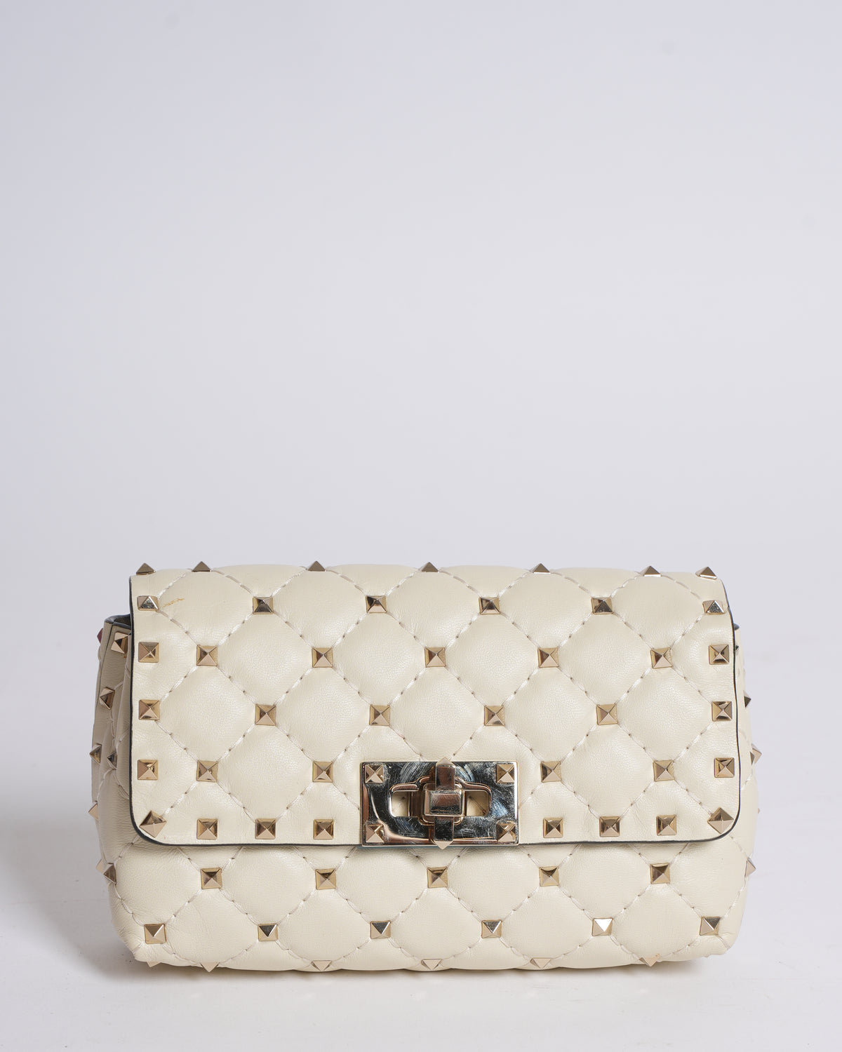 Valentino Garavani White Rockstud Spike Leather Waist Belt Bag