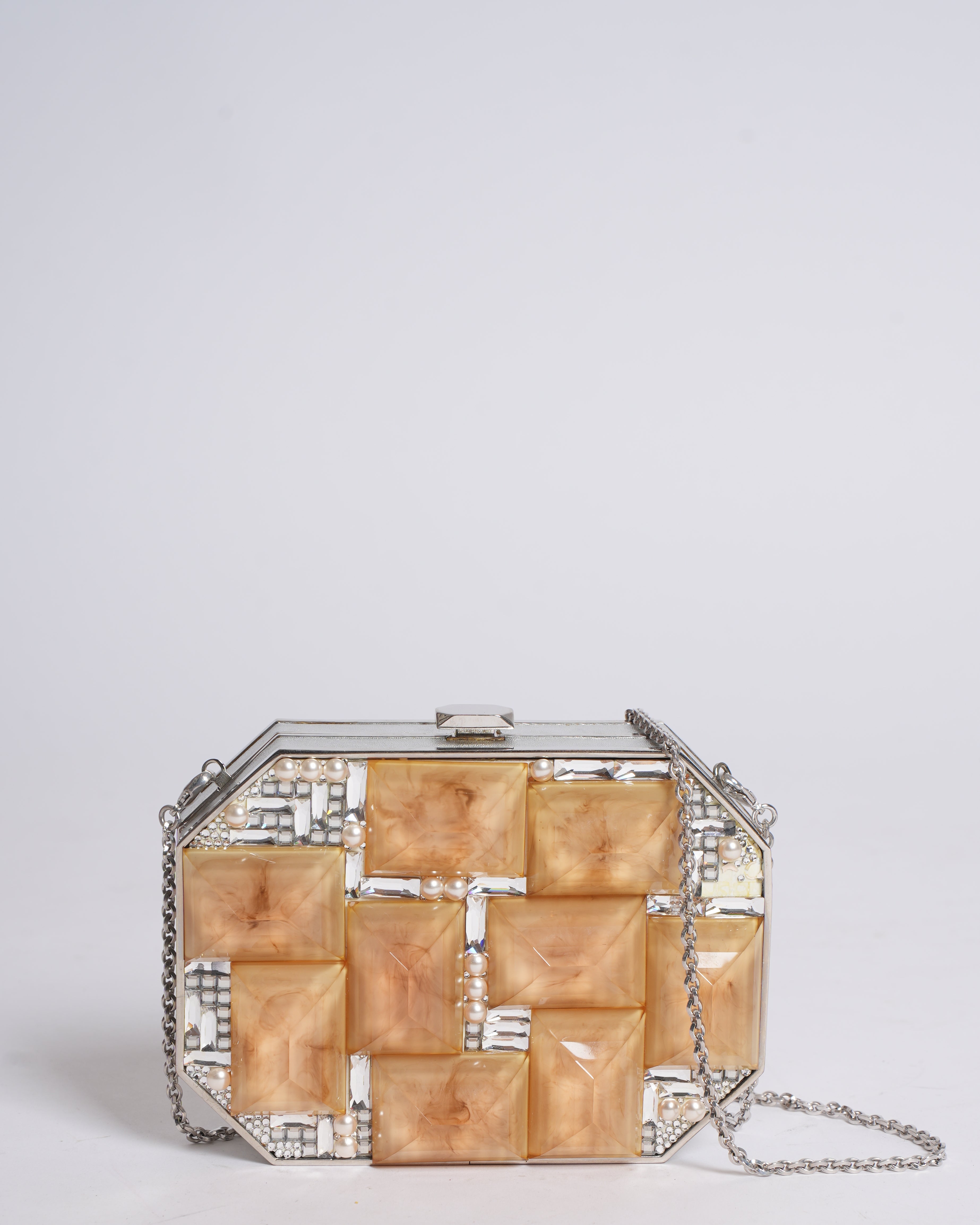 Judith Leiber Pearl & Crystal Clutch With Crossbody