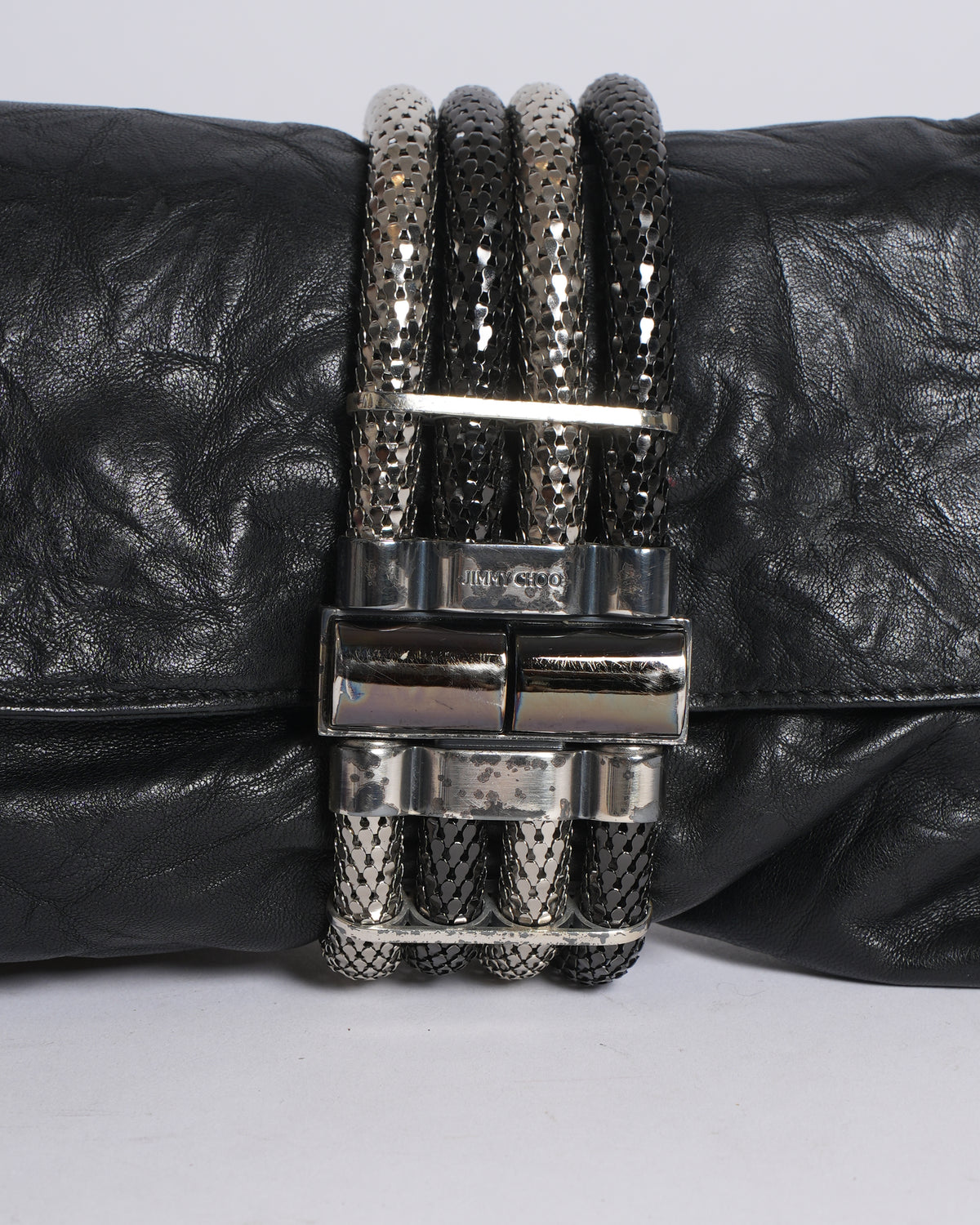 Jimmy Choo Black Leather Chandra Clutch