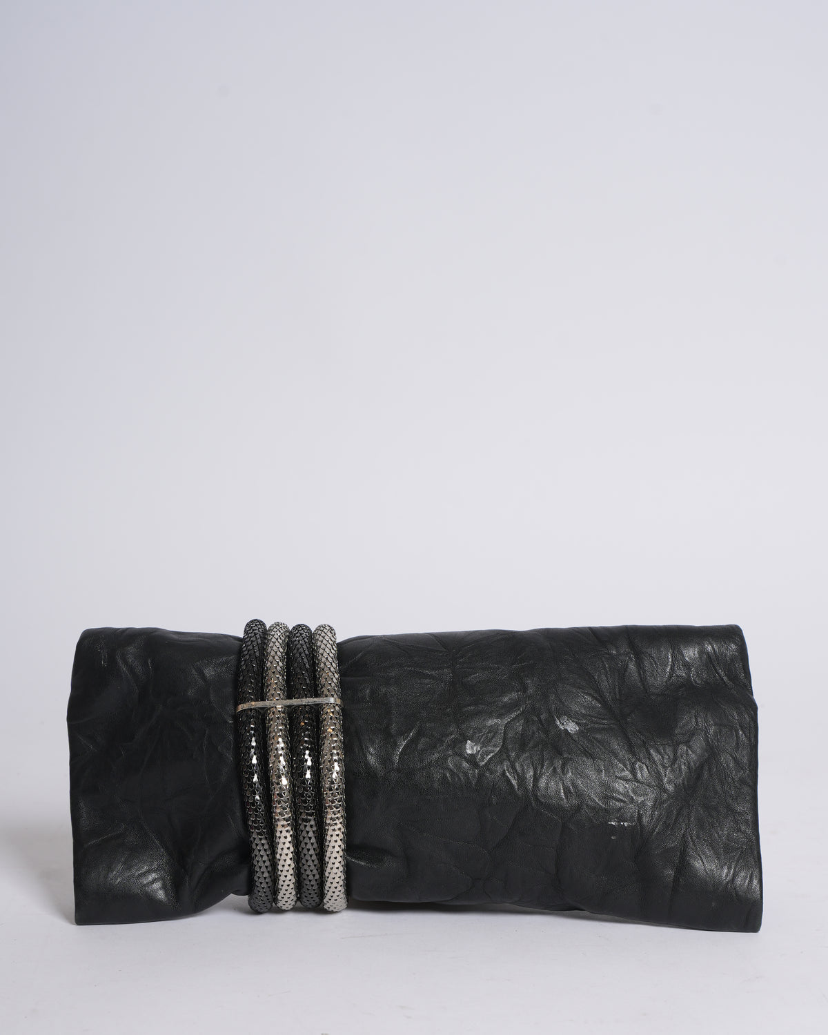 Jimmy Choo Black Leather Chandra Clutch