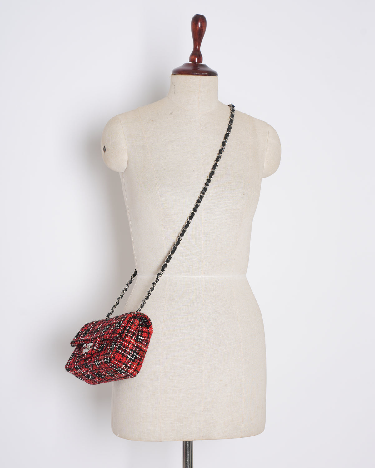 New Chanel Red Mini Tweed Single Flap Bag