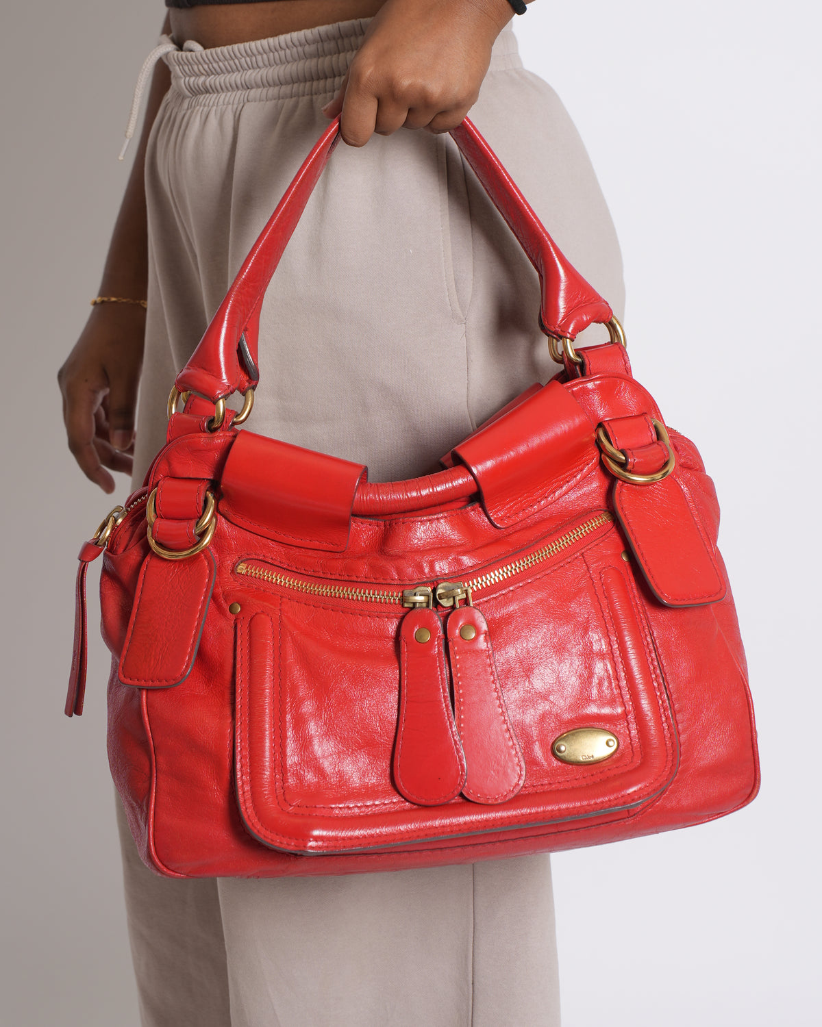 Chloe Red Distressed handbag