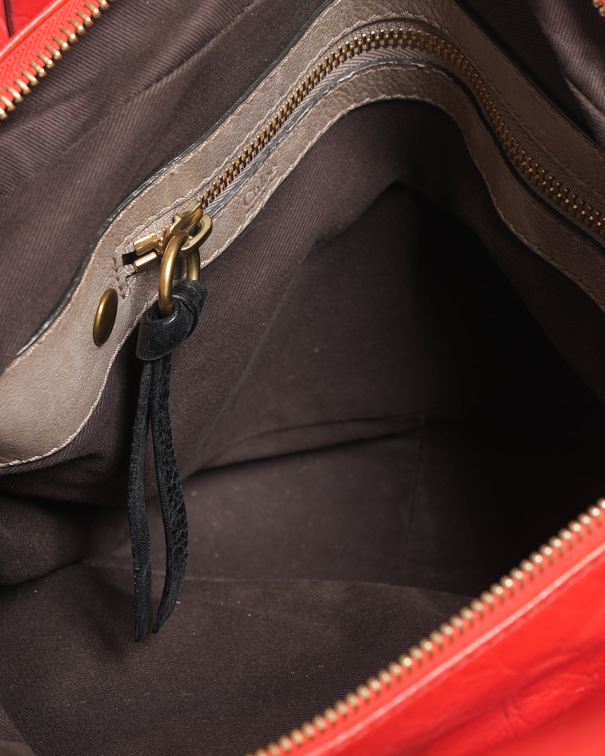 Chloe Red Distressed handbag