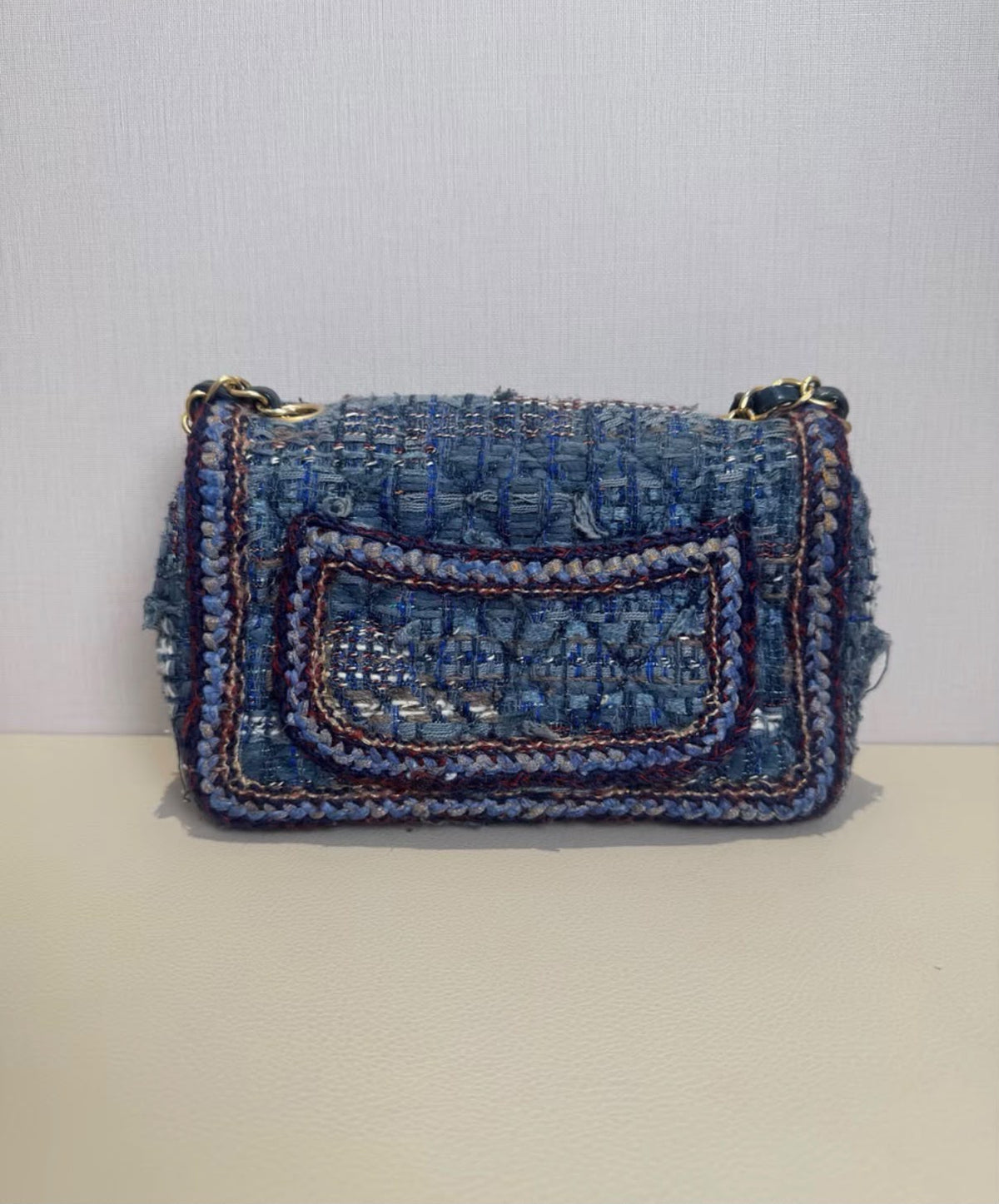 Chanel Paris-Hamburg Blue Quilted Tweed Flap Bag