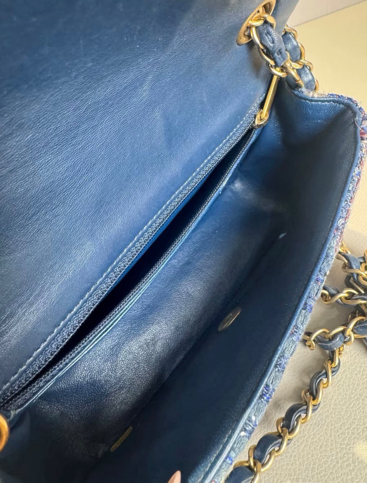 Chanel Paris-Hamburg Blue Quilted Tweed Flap Bag