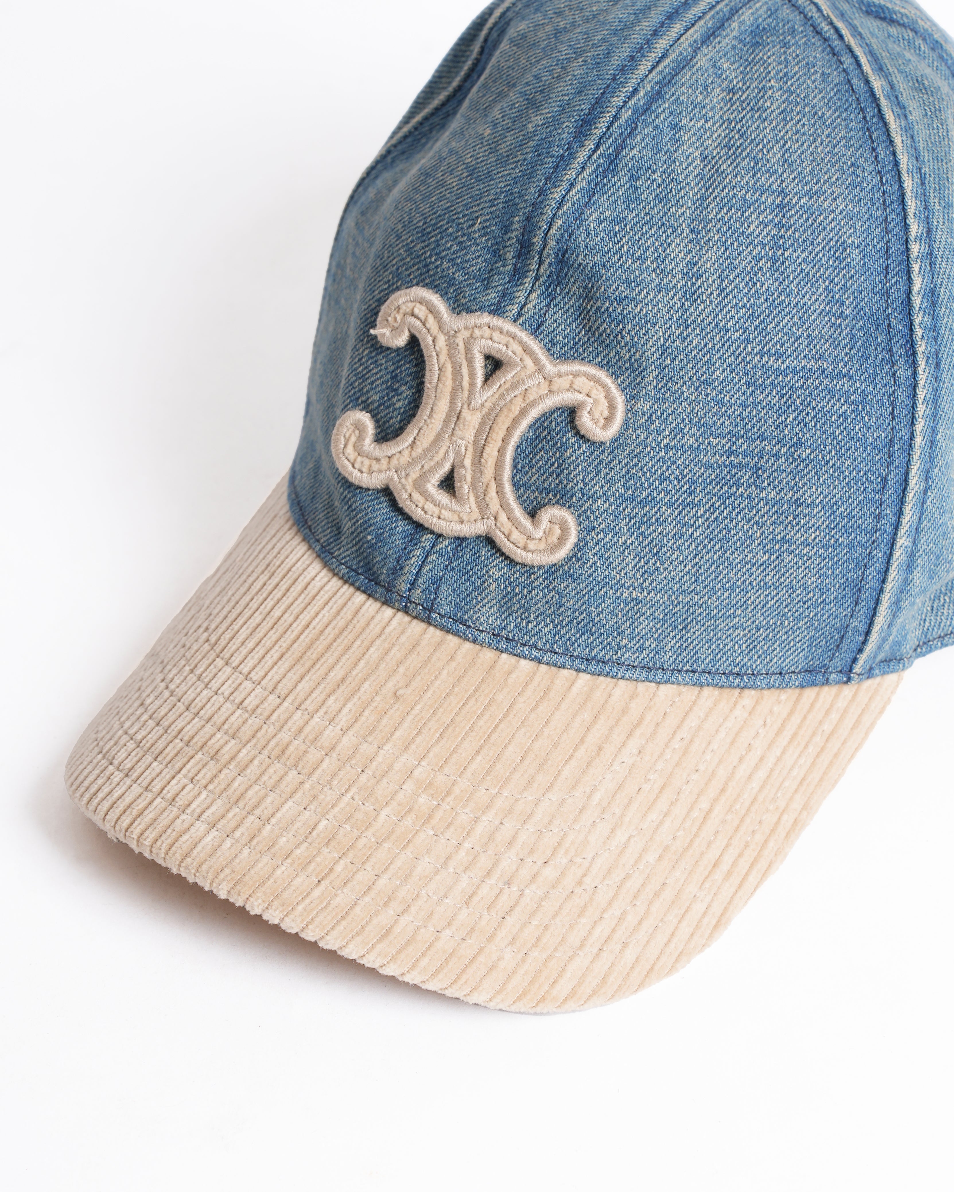 Celine Triomphe Baseball Cap In Denim Union Wash