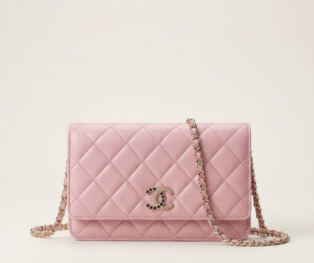 Chanel Classic Wallet on Chain (WOC) Light Pink Quilted Lambskin Gold Hardware