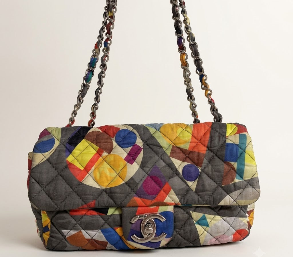 Chanel Abstract Print Quilted Coco Color Flap Bag