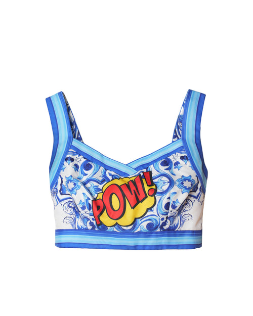 Falguni & Shane Peacock Blue Skirt Top Pop Art Print Set