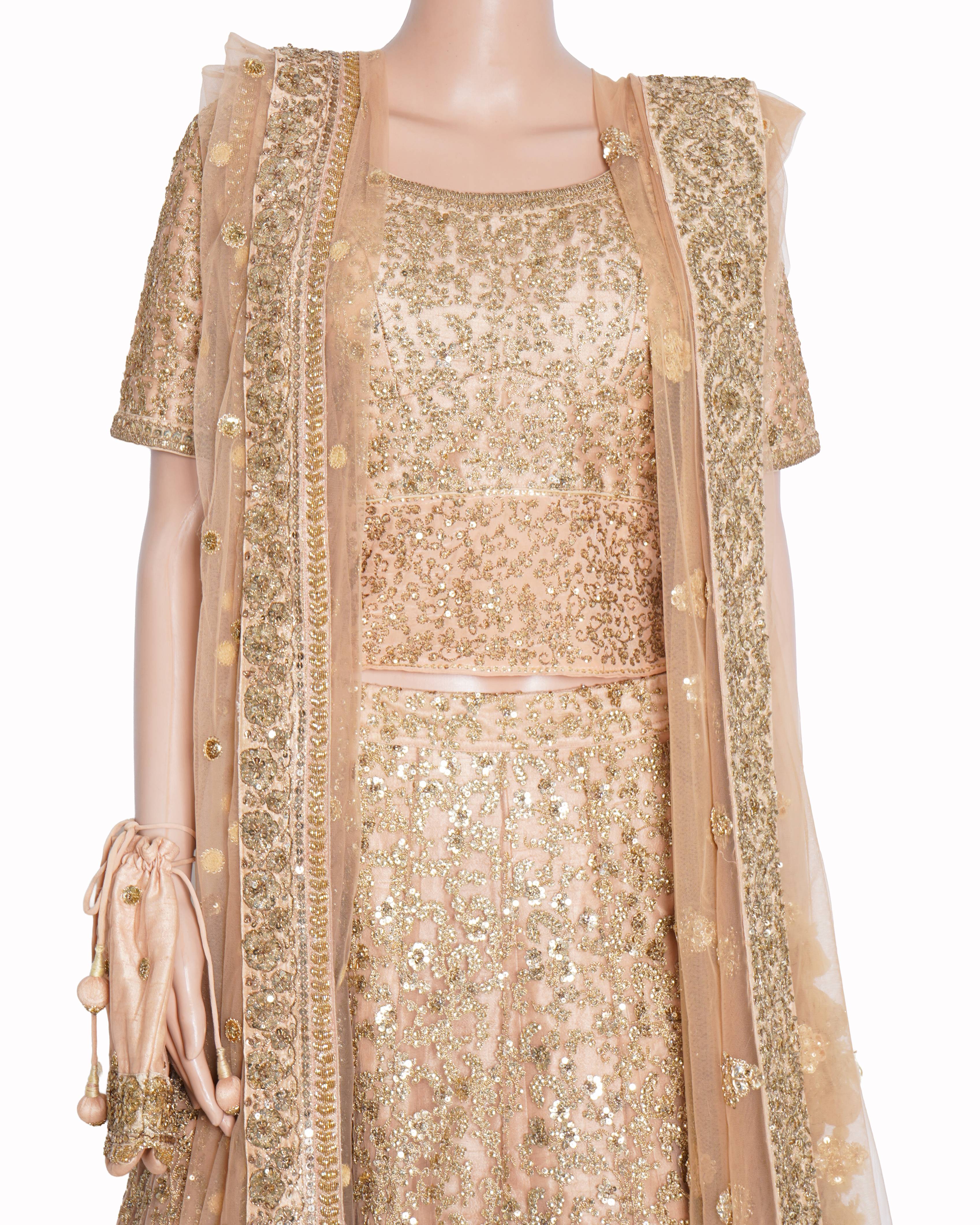 Sabyasachi light peach embroidered lehenga set of 5
